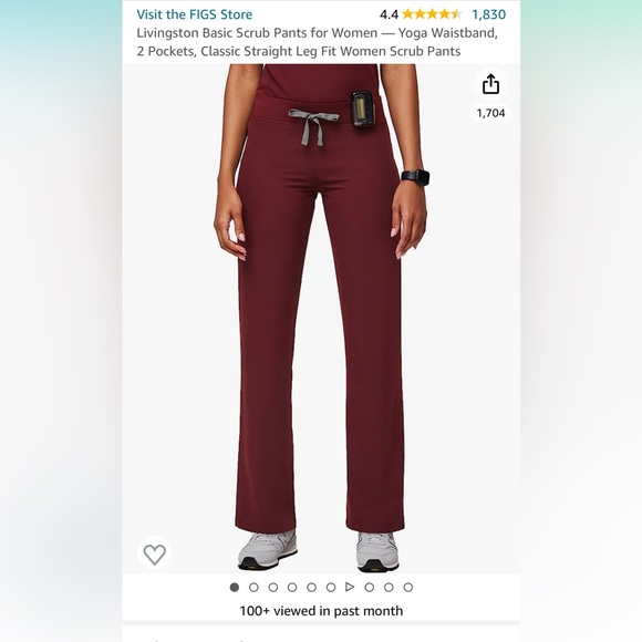Figs Basic Scrub Pants in burgundy. Medium. - Picture 1 of 1